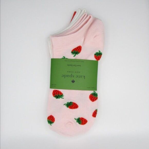 NEW Kate Spade Strawberry Print Socks Pack 3 Pairs NWT - Picture 3 of 6